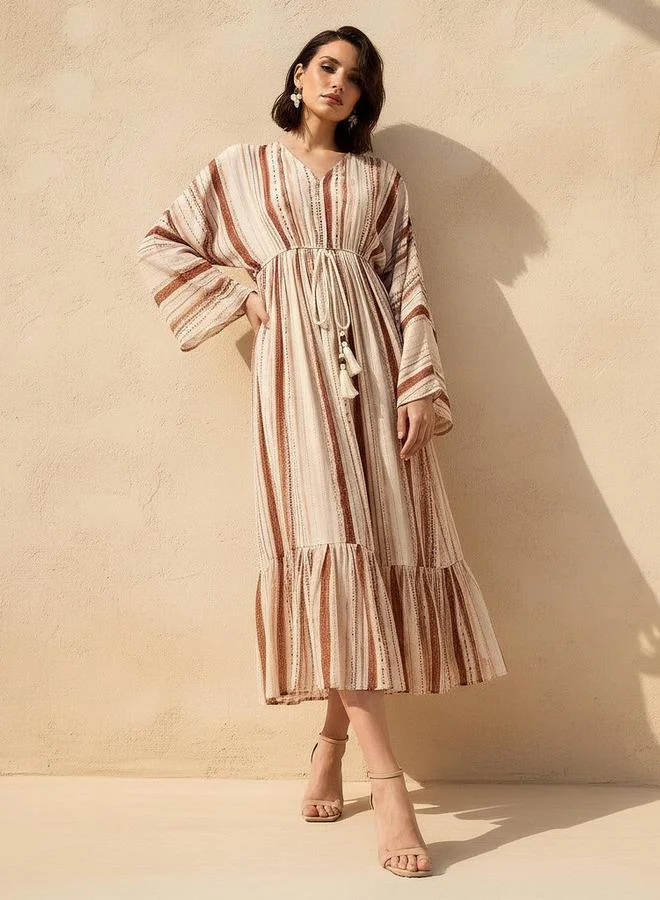 سبلاش فيڤ Printed Maxi Kaftan Dress with Front Tie-Up